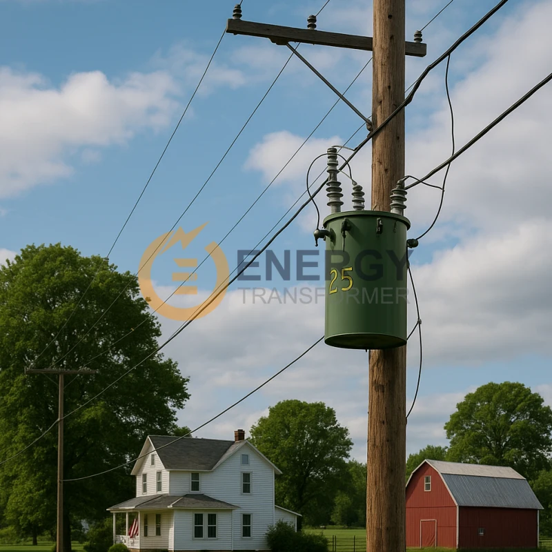 Energy Transformer Rural Pole-Mounted Transformer, 12.47 kV - 120/240 V, 25 kVA - 167 kVA, Made in China, Wholesale Available in the USA, Canada, Brazil, Argentina, Peru, and Colombia