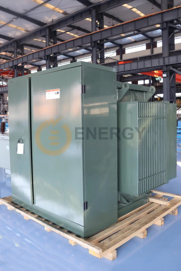 Three phase pad mounted transformer by Energy Transformer, manufactured in China for industrial and utility power distribution, exported to USA, Canada, South America, and global markets.