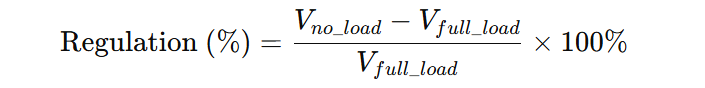 Transformer percent voltage regulation explained with voltage drop illustration